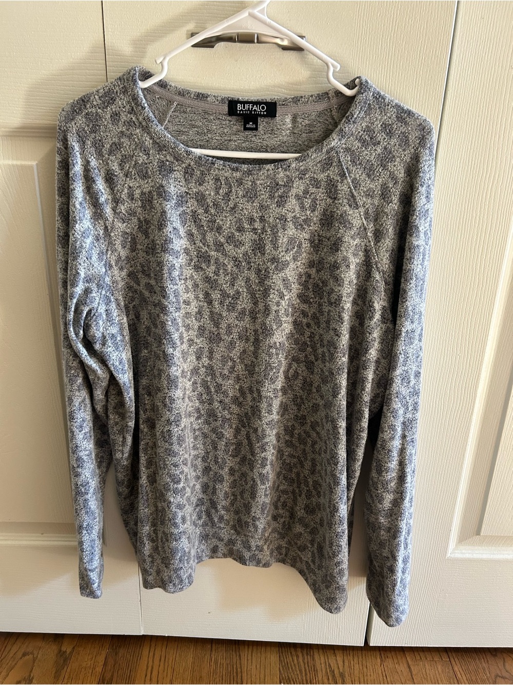 Buffalo David Bitton Heather Grey Leopard Print Pullover